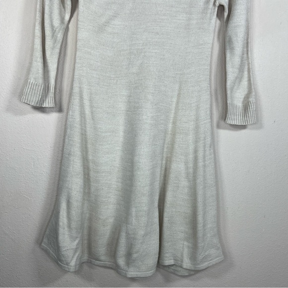 SMALL SEQUIN HEARTS BEIGE SWEATER LONG SLEEVE KNIT DRESS  NEUTRAL JUNIORS - Picture 4 of 9